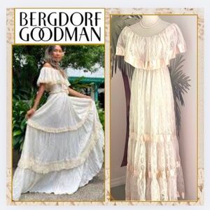 VTG ‘60’s Alyce Design’s Bergdorf Goodman,Exquisite Off-Shoulder Boho Long Dress